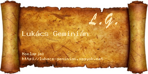 Lukács Geminián névjegykártya