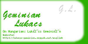 geminian lukacs business card